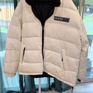 GUESS Mens Cream Puffer Ski Jacket Preowned